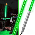 UTVJATV 4ft LED Whip Green Lights Waterproof Flag Pole Safety Antenna with Flag for Can Am Maverick X3 Sand Dune Buggy UTV ATV 2020 Polaris RZR XP 4X4 Offroad Truck 4 Wheels - 2PCS