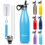 SHEEFLY Insulated Water Bottles with Straw-500ml Water Bottle Metal Water Bottles,BPA Free Leakproof Stainless Steel Water Bottles-Gym Running Sports Water Bottle for Kids Girls Boys adults