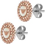 Emporio Armani Women's Rose Gold-Tone Stainless Steel Mother Of Pearl Stud Earrings, EGS3019221