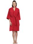 CREEVA Luxury 100% Cotton Shawl Collar Bathrobe, Dressing Gown, Super Soft, Absorbent-Perfect for Gym, Shower, Spa, Hotel Robe, Vacation (Wine, Large)