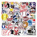 Baseball Stickers, 50pcs Baseball Sports Team Vinyl Decals for Water Bottles Laptop Bike Car Skateboard Luggage Graffiti Helmet Scrapbook Sticker for Teen Boys Adults Baseball Fan Lover (Baseball)