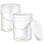 Suzile 2 Pack Plastic Honey Bucket with Gate 5 Gallon Bucket with Spigot White Honey Extractor Equipment Beekeeping Harvesting Tool Beekeeping Supplies 20L Capacity