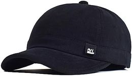 iEDS Vintage Short Brim Baseball Cap-Cotton Men Women Soft Dad Hat-Adjustable Trucker Style Low Profile Caps (Black)