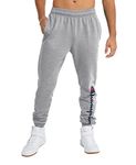 Champion Men's Powerblend Sweatpants, Oxford Gray - 15 Script Low Leg, M