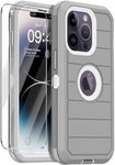 Annymall for iPhone 14 Pro Max Case with 2 Screen Protector,Heavy Duty Shockproof Drop Protection Rugged 3-Layer Military Tough Durable Protective Cover for Apple iPhone 14 Pro Max6.7 (Gray/White)