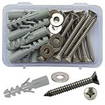 Jaset Innovations 10 mm Diameter Nylon Dry Wall Rawl Plugs/Gitti, Stainless Steel Screws Flat Phillips Head Counter Sunk (CSK) Type and Washers (Set of 10 - Total 30 pc pack)