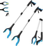 2- Pack 32 inch FDA Registered GrabRunner Folding Reacher Grabber Tool with Magnetic(Blue/Blue)