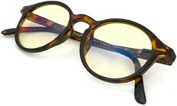 J+S Unisex Adult Classic Round Blue Light Glasses, Mana-Tortoise Frame-Low Color Distortion Lens, 1 Count (Pack of 1)