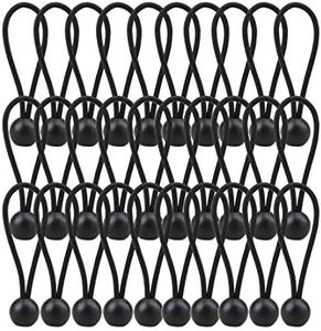 Bungee Balls, 30 Pack Black HeavyWeight 4 inches Tarp Bungee Cords, Weather Resistant Tie Down Strap 4mm Thickness - For Camping, Tents, Cargo, Holding Wire and Hoses