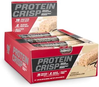 BSN Protein Crisp Bar, Protein Snack Bars, Crunch Bars with Whey Protein and Fiber, Gluten Free, Vanilla Marshmallow, 12 Count (Packaging May Vary)