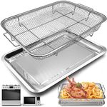 Air Fryer Basket Replacement, 2 Pieces Set 18.9''x13.1'' Food Grade Stainless Steel Air Fryer Replacement Tray Mesh Grill Roasting Rack Accessories for Convection Oven Air Fryer, Dishwasher Safe