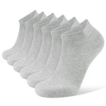 Closemate Ankle Socks for Men Women Bamboo Viscose Low Cut Socks Grey Breathable Short Socks 6 Pairs(6Grey, Size L)