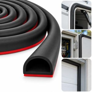 Silicone D Shape Weather Stripping Rubber Seal, 40FT Self Adhesive Weather Stripping for Boat, Auto, RV, Marine, Garage Doors/Window, W:1 in; H:1/2 in; 40Feet