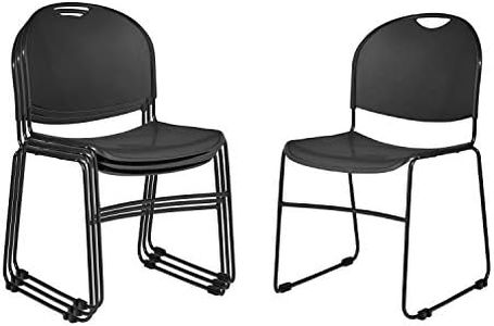 OEF Furnishings Plastic Stack Chair, Black