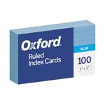 Oxford Ruled Color Index Cards, 3" x 5", Blue, 100 Per Pack (7321 BLU)