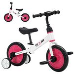 UBRAVOO Fit 'n Joy Beginner Toddler Training Bicycle, 4-in-1 Kids Balance Bike with Pedals & Training Wheels Options, Trike to Bike Riding Toys for Boys Girls 2-5 (Pink)