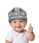 HUG PUPPY Baby Safety Helmet Infant Toddler Helmet,Baby Head Protector for Safety 6 to 18 Months Adjustable Protective Cap Child Safety Head Guard (Grey-Star-Helmet-M)