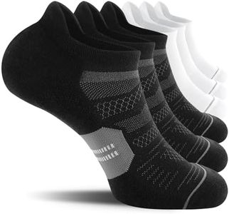CS CELERSPORT 6 Pack Men's Running Ankle Socks with Cushion, Arch Suppport Athletic Low Cut Tab Socks, Black/White, X-Large