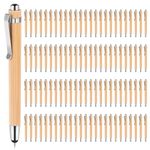 NIZEAMI 100 Pcs Ballpoint Pens, 2 in 1 Stylus Pens Stylish Bamboo Ballpoint Pens for School Home Ofiice Writing & Touch Screens