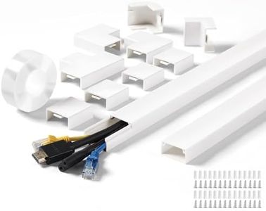 220in Wall Cord Hider Kit, LZEOY Large Capacity Wire Hider for Cords, White Cable Cover Wall Kit, Paintable Hide TV Cords for Wall Mount TV, Cable Concealer Cable Channel: 14 x L15.7in W1.18 H0.63in