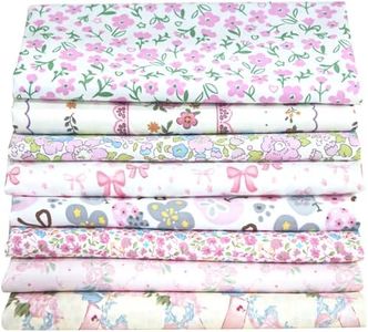 Aubliss 8pcs Fat Quarter Fabric Bundles (100% Cotton - 20'' x 20'') Quilting Cotton Craft Fabric Pre-Cut Squares Sheets for Patchwork Sewing Quilting Crafting (Pink)