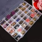 LEAWALL Plastic 36 Grid Cells Multicolorpurpose Jewelry Organizer Rectangular Storage Box, with Adjustable Dividers, Transparent Storage Organizer Box for Jewelry Beads Earring