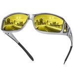 URUMQI Anti Glare Night Driving Glasses Fit Over Glasses for Men Women, Polarised Night Vision Headlight Glasses TAC Yellow Lens