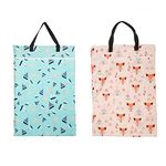 Sigzagor 2 Pack Large Hanging Wet Bags Laundry Pail Bags Cloth Diapers Reusable, Polar Bear Sailing Boat, 17.7inx25.2in