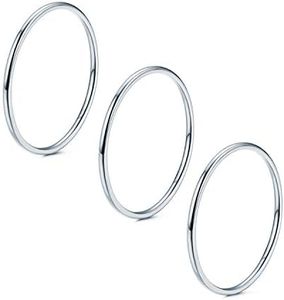 NOKMIT 3Pcs 1mm Stainless Steel Stackable Rings for Women Band Rings Knuckle Finger Stackinig Ring Silver/Rose/Gold Plain Dome Comfort Fit Size 5 to 10