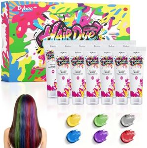 Byhoo Temporary Hair Dye 12-Tube Kit for Dark Hair with Combs & Clips