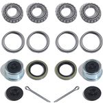 iBroPrat 2 Sets 2000-2200 LB Boat Trailer Axle Bearing Kits, L44649 / L44610 Bearing Kits, 12192TB Grease Seals, 1.98" Dust Covers and Rubber Plugs, Cotter Pins for 1-1/16 Inch Axles Trailer Wheel Hub