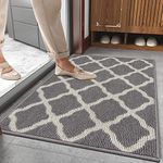 SHACOS Doormat Indoor Entrance Washable Door Mat Non Slip Waterproof Backing Front Door Rug Inside Dirt Trapper Rug Floor Mat for Entryway Kitchen Garage (24"x36", Light Gray)