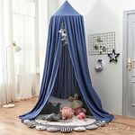 Surwin Bed Canopy for Girls Boys Kids Single Double Bed, Solid Color Round Dome Bed Canopy Mosquito Net Protection Canopy Play Tent Bedroom Nursery Decoration Hanging Curtain Net (Royal Blue)