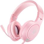 Pink Gaming Headset for Nintendo, Switch Xbox One, PS4, Bass Surround and Noise Cancelling with Flexible Mic, 3.5mm Wired Adjustable Over-Ear Headphones for Laptop PC iPad Smartphones