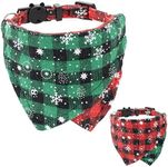 Gyapet Cat Collar with Bandana Detachable Tie Scarf Two-Sided Floral Flower Plaid Bell Safety 7-11in Xmas