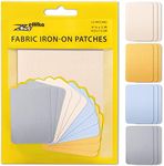 ZEFFFKA Premium Quality Fabric Iron-on Patches Inside & Outside Strongest Glue 100% Cotton Blue Gray Beige Brown Repair Decorating Kit 12 Pieces Size 3" by 4-1/4" (7.5 cm x 10.5 cm)