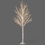 NETTA 5FT Birch Twig Tree with 120 Warm White LED Lights, Auto-Off Timer and 8 Lighting Modes, 3M Power Cable, Suitable for Indoor or Outdoor Use - White