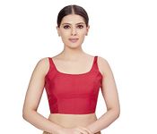 Studio Shringaar Women's Polyester Sleeveless Satin Padded Saree Blouse (Rani, 36)