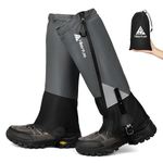 HIKENTURE Gaiters Hiking for Men & Women, Adjustable Anti-Tear Leg Gaiters with Upgraded Zipper, Waterproof Gators for Boots, Breathable Snow Gaiters for Walking, Hunting, Climbing (Grey, Large)