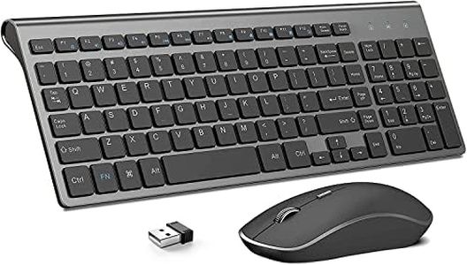 Wireless Keyboard and Mouse J JOYACCESS 2.4G Ergonomic and Slim Wireless Computer Keyboard Mouse Designed for Windows, PC, Laptop,Tablet Black Grey