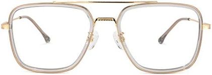 Zeelool Unisex Retro Metal Aviator Eyeglasses Frame for Women Men with Non-prescription Clear Lenses Nayeli ZTX898397, Gray-gold, Large