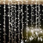 Emitto Curtain Lights Indoor, Ultra Bright Curtains with Lights, Low Energy Consumption, IP44 Waterproof Fairy Curtain Lights with 8 Lighting Modes, 3X2M, Multi-Colored