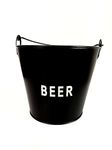 NJ Black Beer Bucket, Galvanized Beer Bucket Built-in Bottle Opener, Party Bucket, Ice Bucket, Wine Bucket, Bar Bucket, Beer Bucket for Party: 1 Pc.