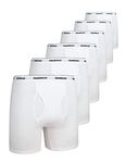 Comfneat Men's 6-Pack Boxer Shorts Cotton Spandex Soft Trunks Tag Free Underwear (White II 6-Pack, M)