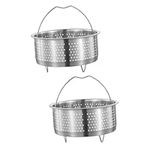 Warmhm 2pcs Stainless Steel Rice Steamer Stainless Steel Steamer Pot with Strainer Basket Instapot Accessories Veggies Saucepan Metal Rice Steamer Pot Steamer Dim Sum Dessert Snack Basket