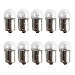 Flygun 10 PCS G18 Car Halogen Reversing Light, 12V 10W BA15S Wedge-shaped Base Dual-wire Brake Turn Signal Light, Lighting Replacement Modification Accessories, Suitable for Most Car Models (White)