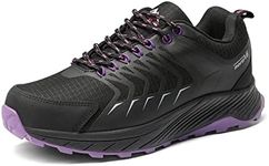 NORTIV 8 Women's Waterproof Hiking Shoes Lightweight Low-Top Trekking Trail Walking Shoes Outdoor Sneakers Black Purple 9.5 M US SNHS223W