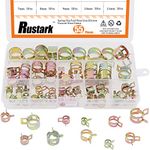 Rustark 55Pcs Spring Band Type Action Fuel Line Silicone Vacuum Hose Pipe Clamp Low Pressure Air Clip Clamps Fasteners Assortment Kit (5 x 7mm 8mm 9mm 10mm 11mm 12mm 13mm 14mm 15mm 16mm 17mm)