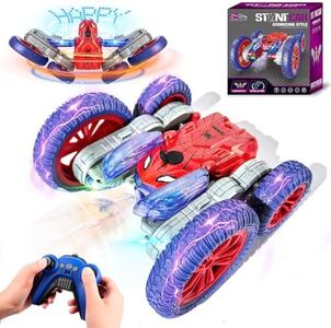 Spider Remote Control Car Toys with Lights Cool Spray, 360°Flip 4WD RC Stunt Cars Upright Fast Drift Off-Road Rechargeable Toy Car for Boys Girls Ages 4 5 6 7 8 9 10 11 12 Birthday Xmas Gift