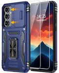 AMILIFECASES For Samsung Galaxy A55 5G Case, [Rotatable Ring Kickstand] Samsung A55 5G Phone Case with [2* Screen Protectors] Military Grade Shockproof Anti-Scratch Phone Cover for Samsung A55, Blue